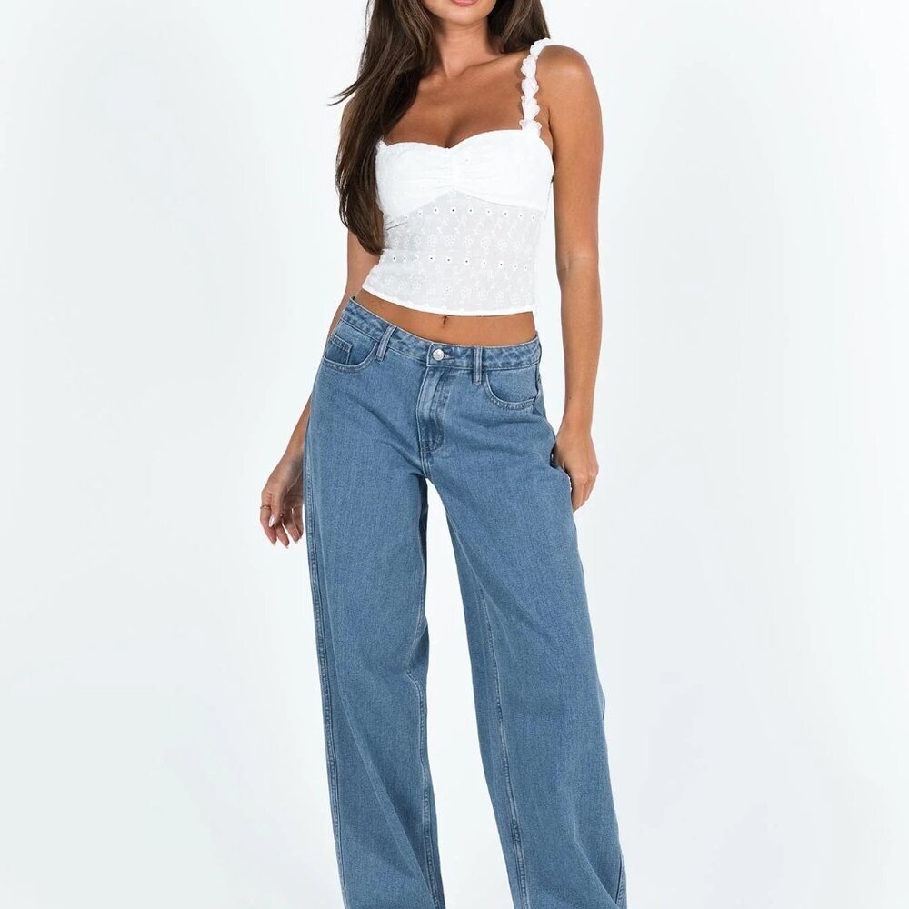 Princess Polly Maryanne mid rise relaxed jeans mid wash denim